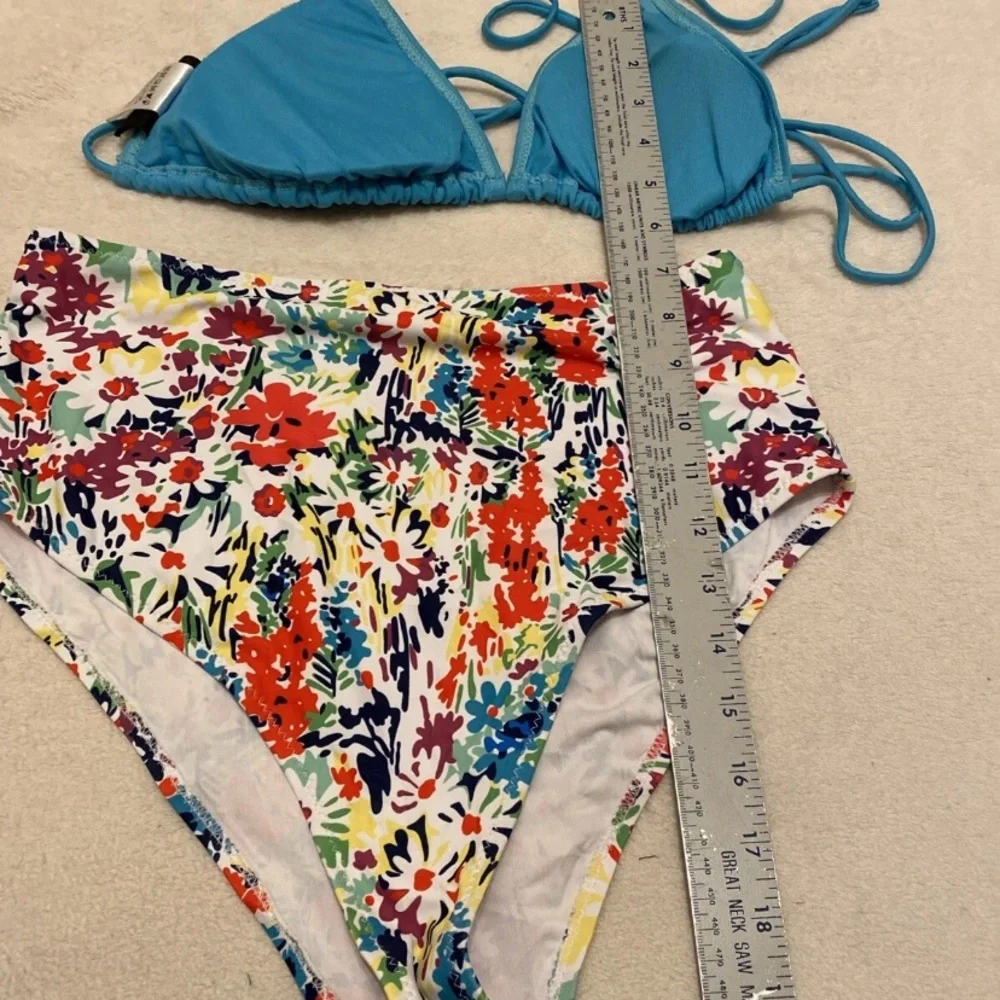 Blue and Floral Bikini Set